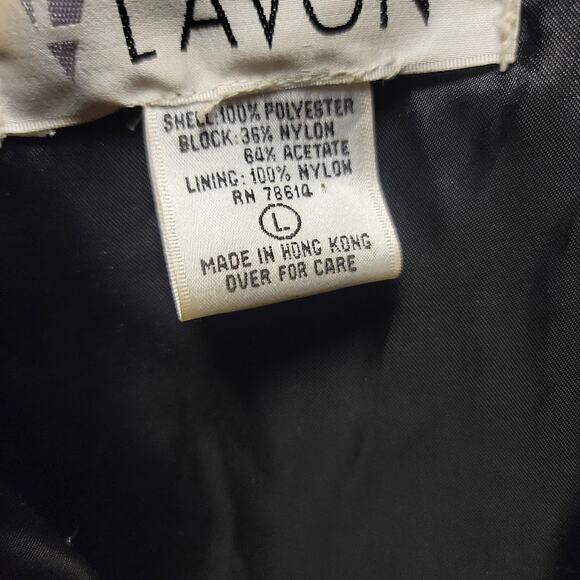 Vintage LAVON Windbreaker Jacket Women LARGE Velour Embroidered Gold cinched 90s - Picture 4 of 6